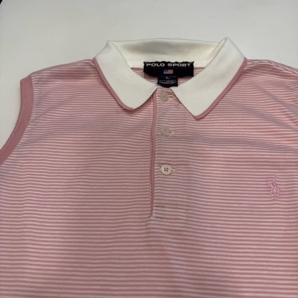 Ralph Lauren Sport Women’s Sleeveless Polo Shirt Pink & White NWOT Sz L - Picture 10 of 11